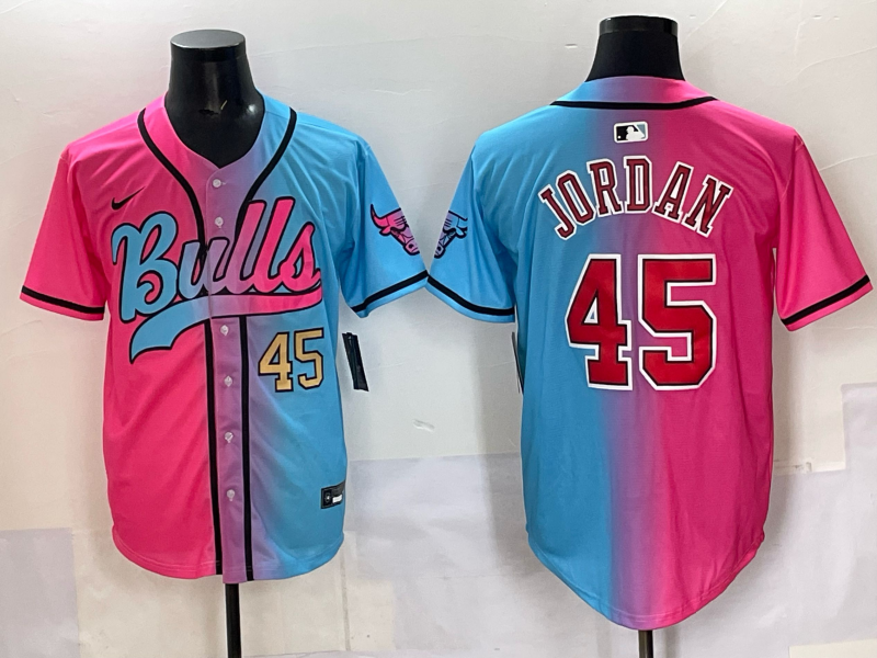 Men Chicago Bulls Nike #45 Jordan Blue pink NBA 2025 Jersey style 002